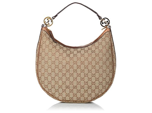 Gucci Brown GG Canvas Twins Hobo Bag Light brown