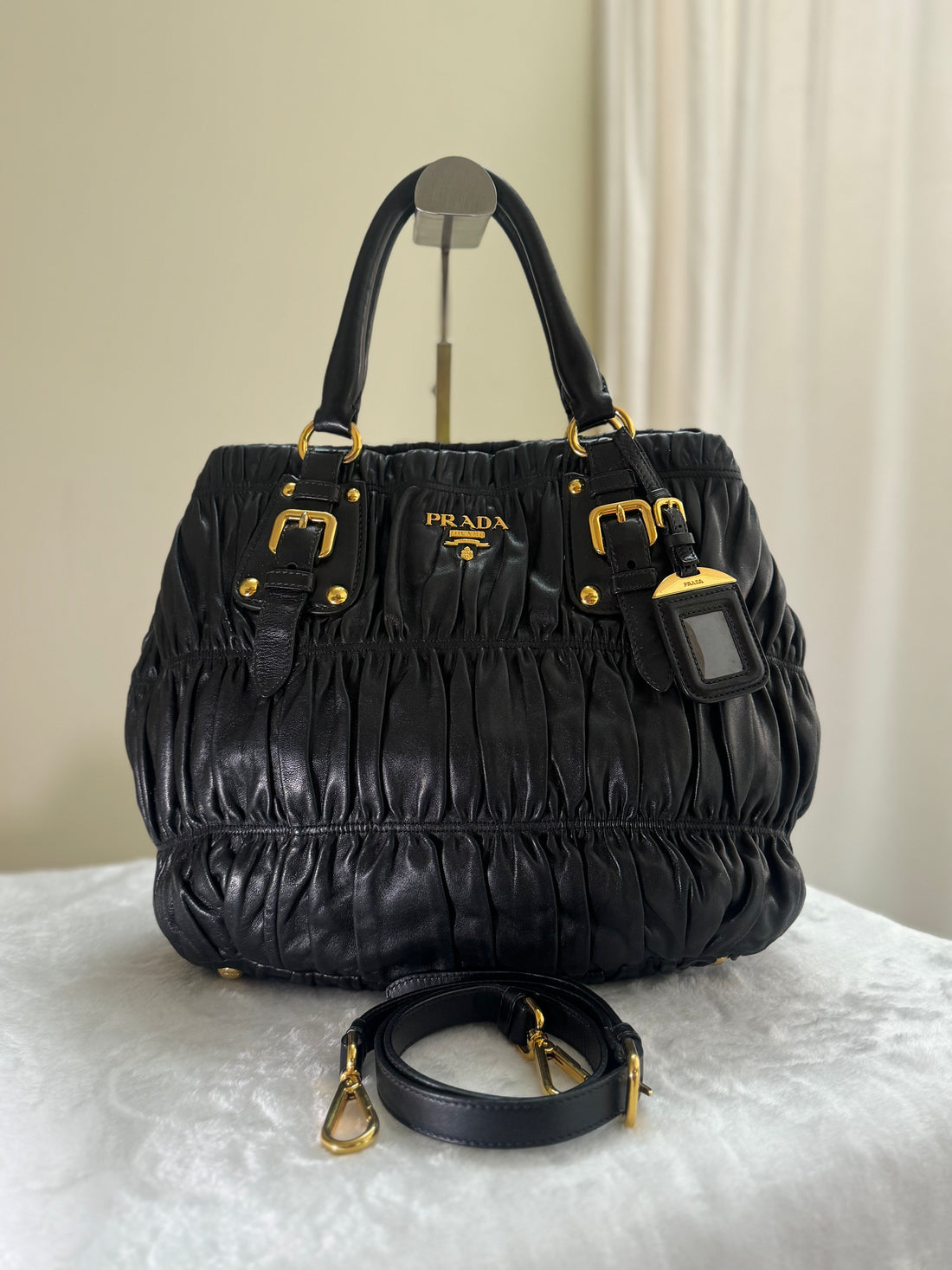 Prada Black Nappa Gaufre Tote