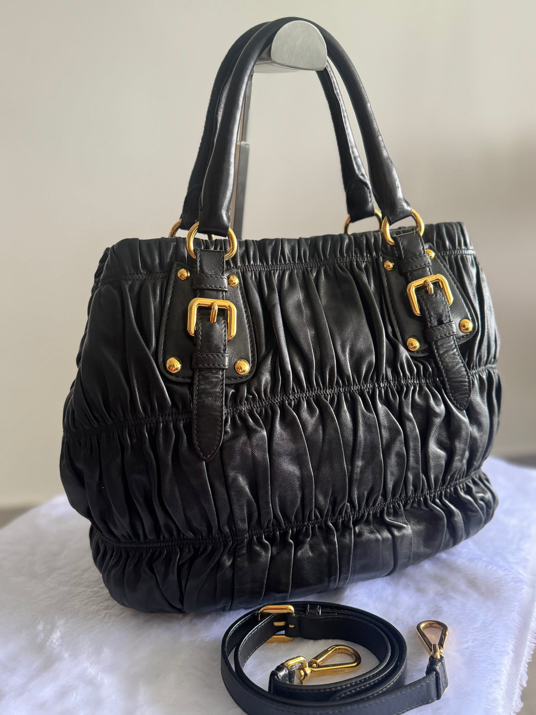 Prada Black Nappa Gaufre Tote