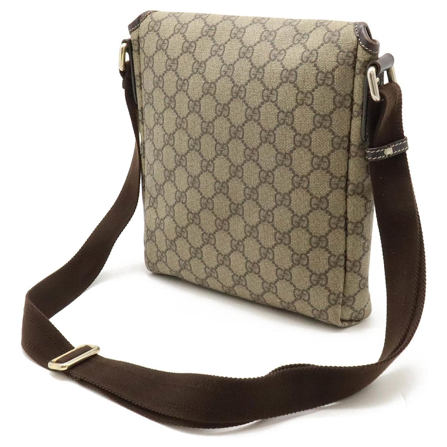 Gucci GG Supreme Plus Shoulder Bag Pochette Beige Dark brown