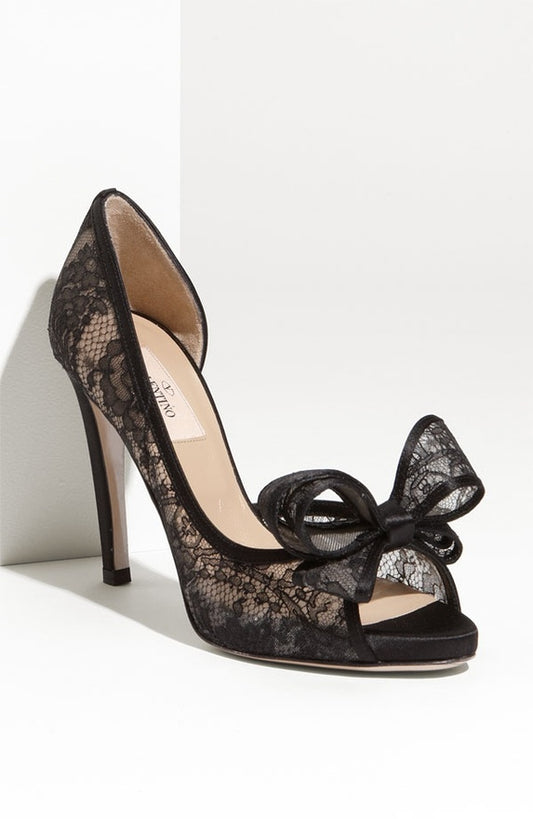 Valentino Garavani Bow Lace Peep Toe Talla 40