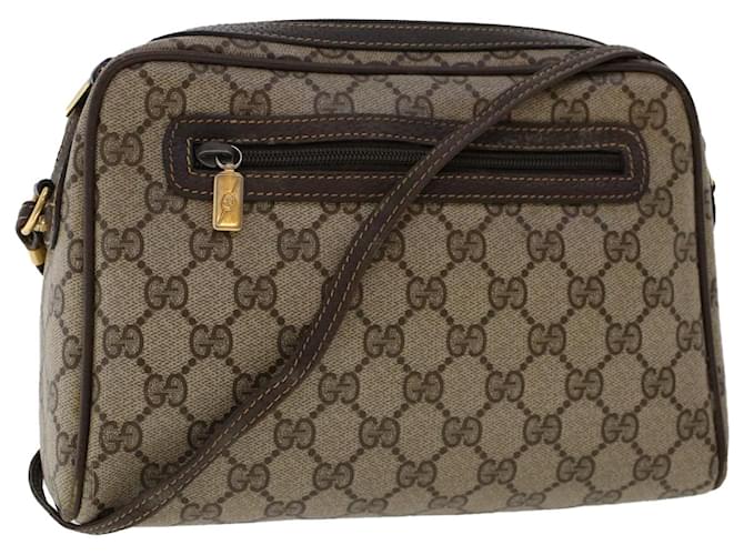 GUCCI GG Canvas Shoulder Bag PVC Leather Beige