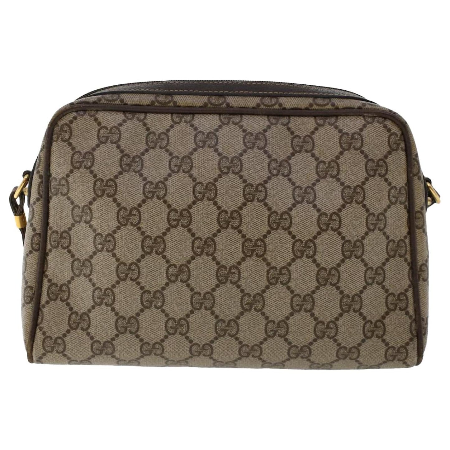 GUCCI GG Canvas Shoulder Bag PVC Leather Beige