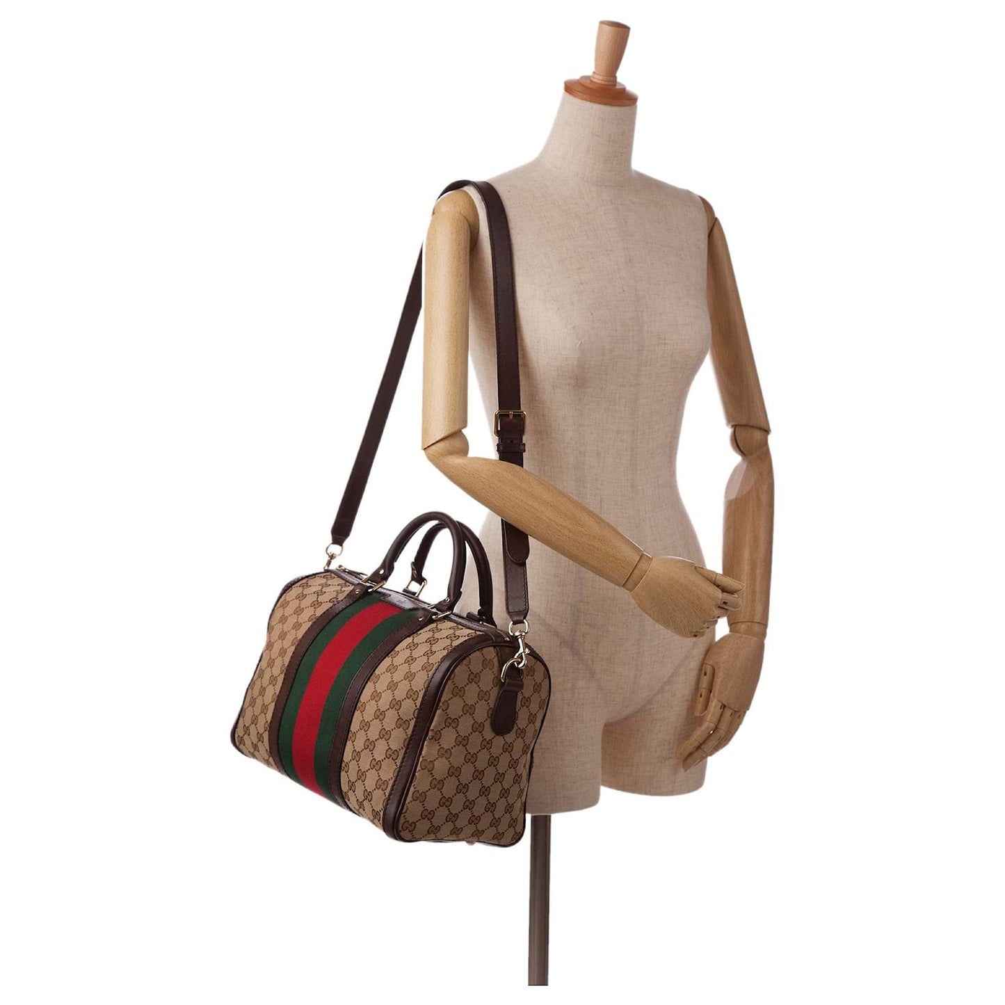 Gucci Brown GG Canvas Web Satchel Beige