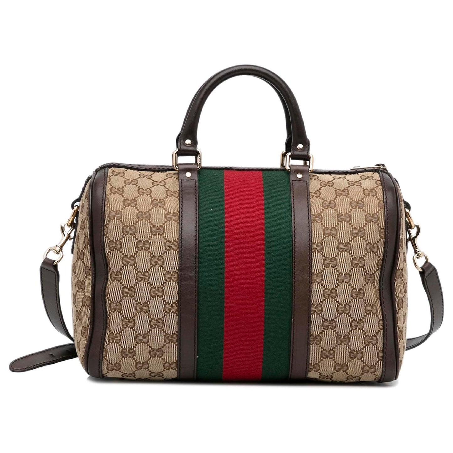 Gucci Brown GG Canvas Web Satchel Beige