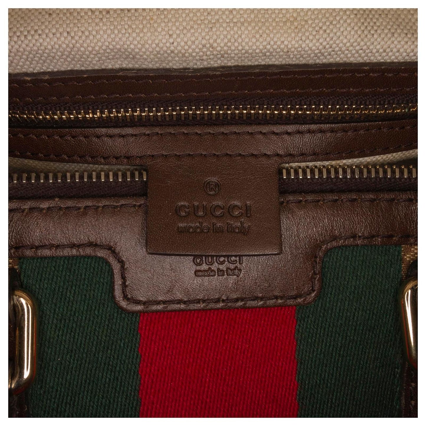 Gucci Brown GG Canvas Web Satchel Beige