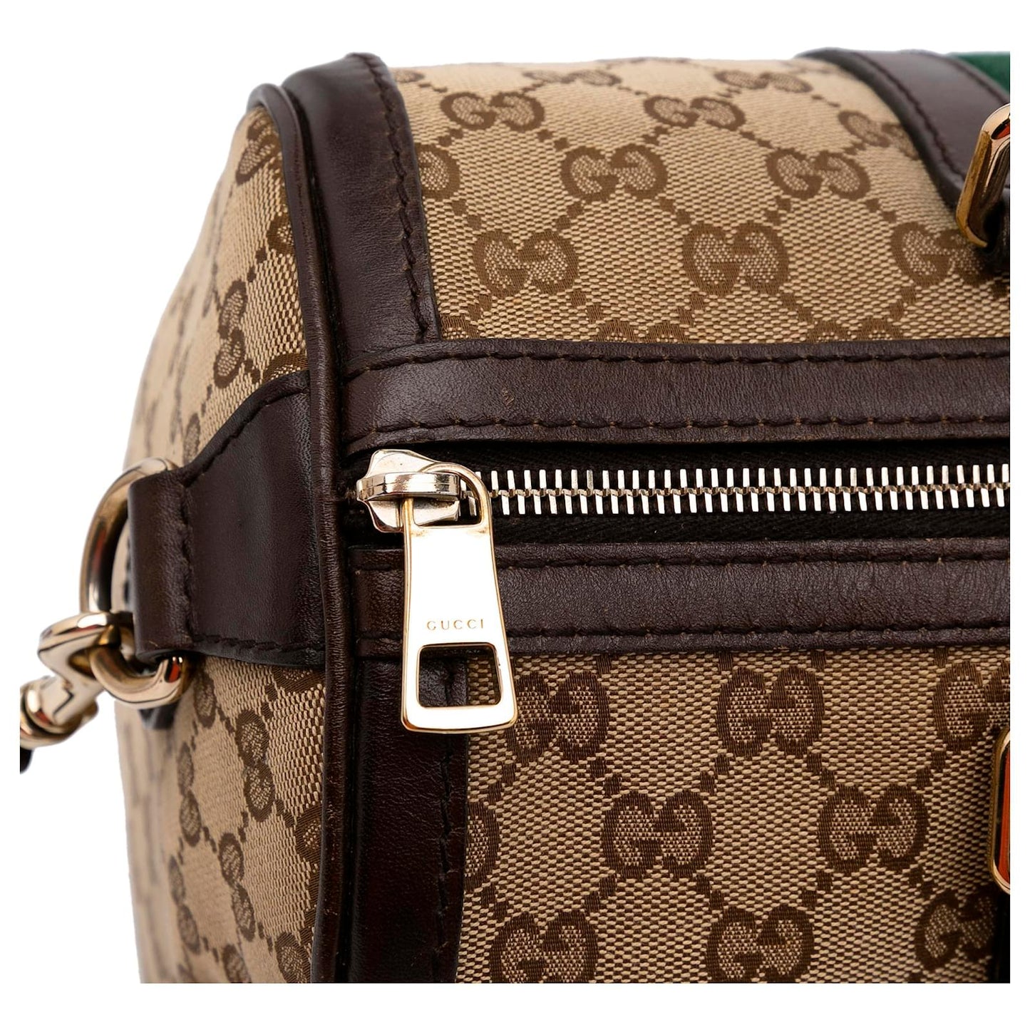 Gucci Brown GG Canvas Web Satchel Beige